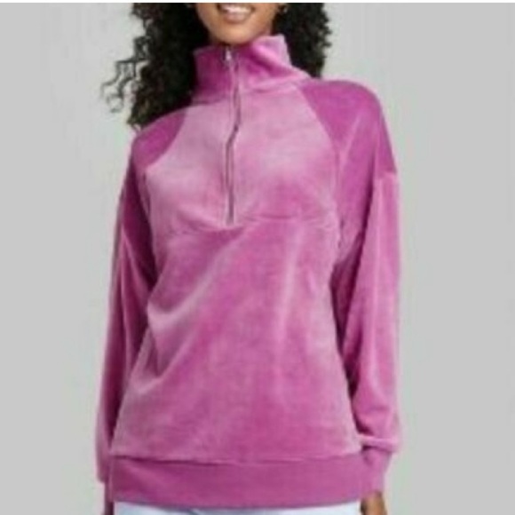*DONATED* WILD FABLE NWOT Quarter Zip Velour Tunic Sweatshirt - Purple - Picture 4 of 14